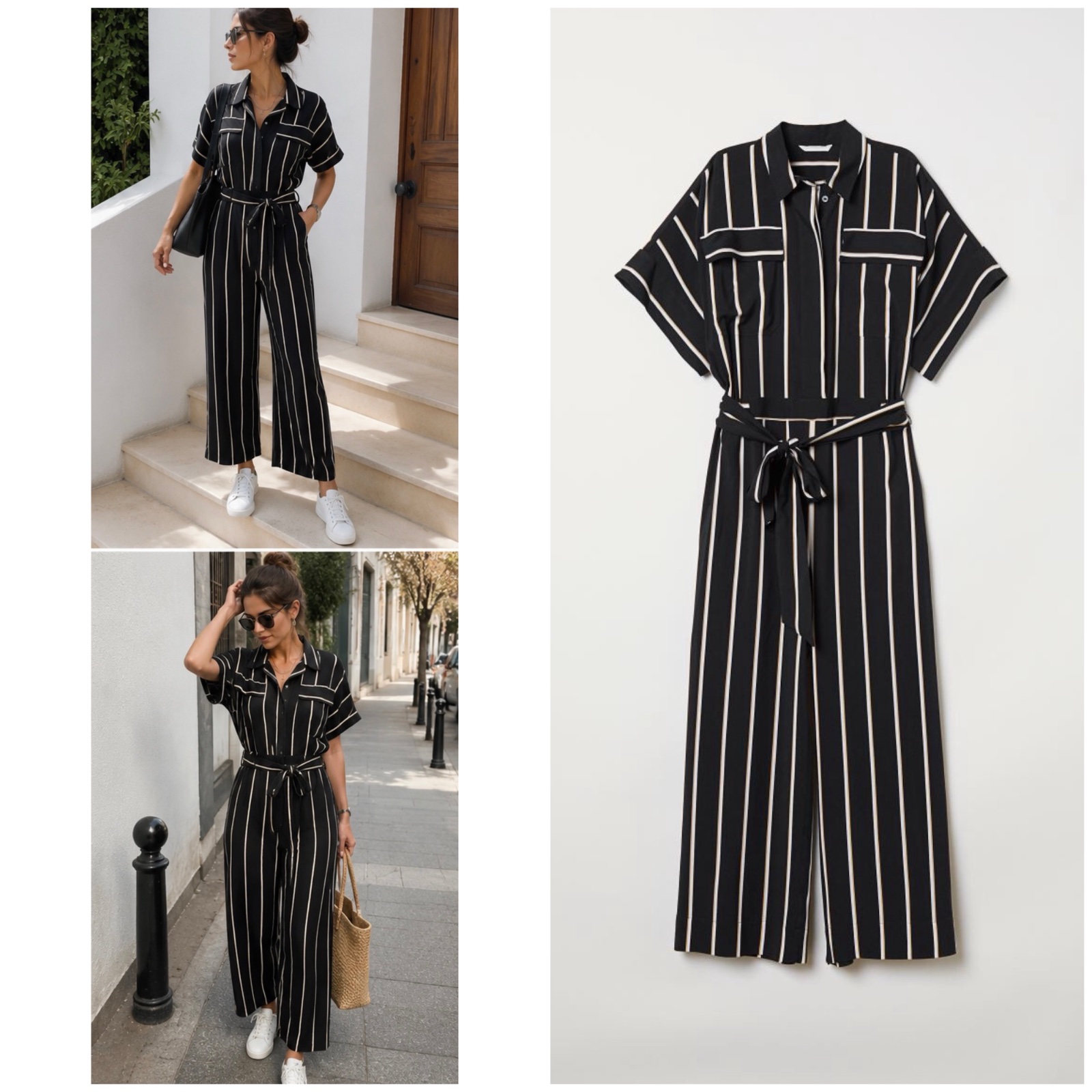 Combinaison rayéeen viscose🖤