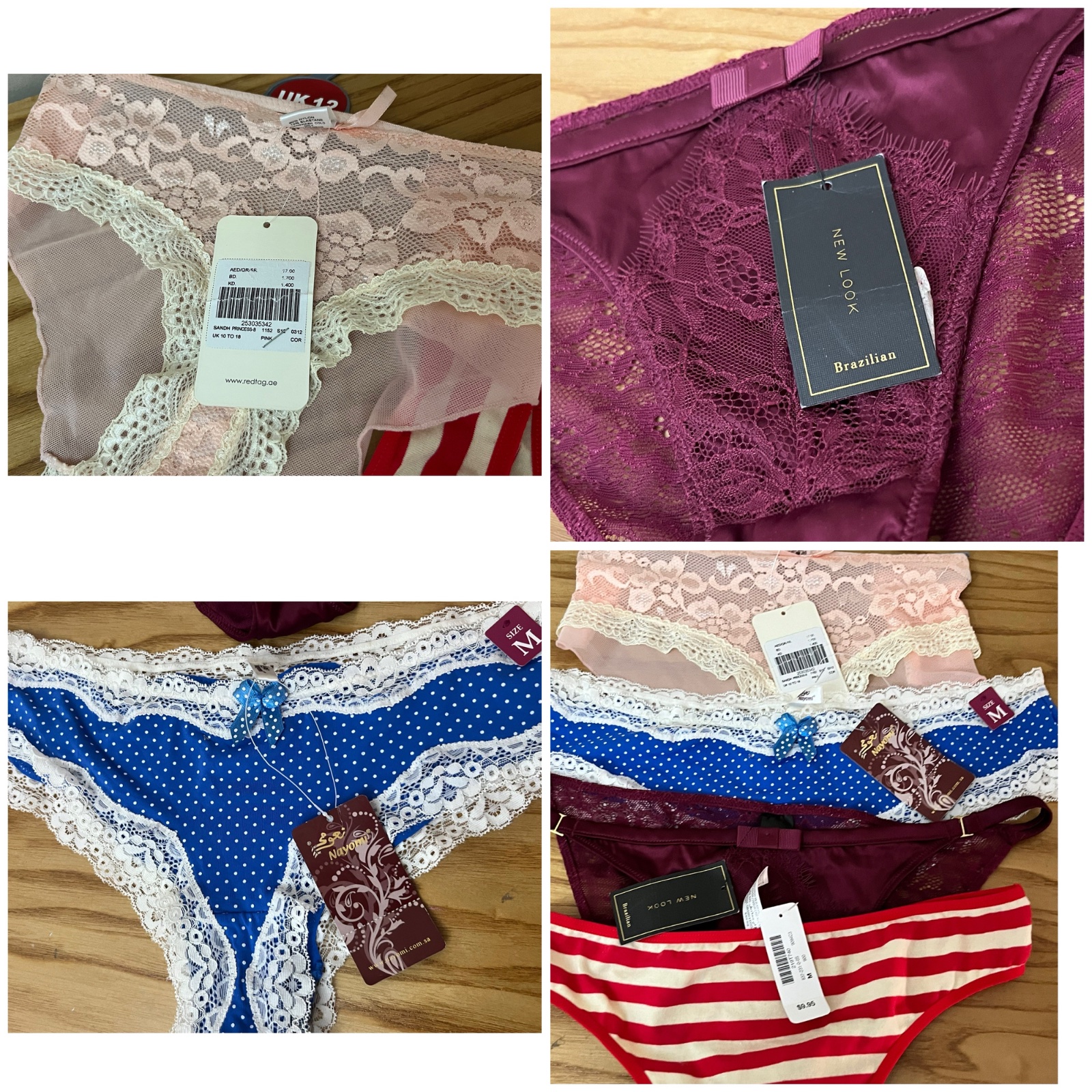 Lot 4 lingeries taille M