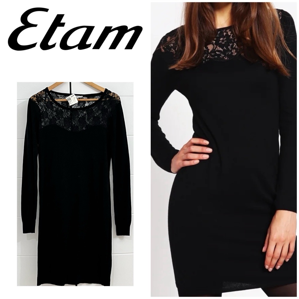 Robe en maille fine avec dentelle🖤