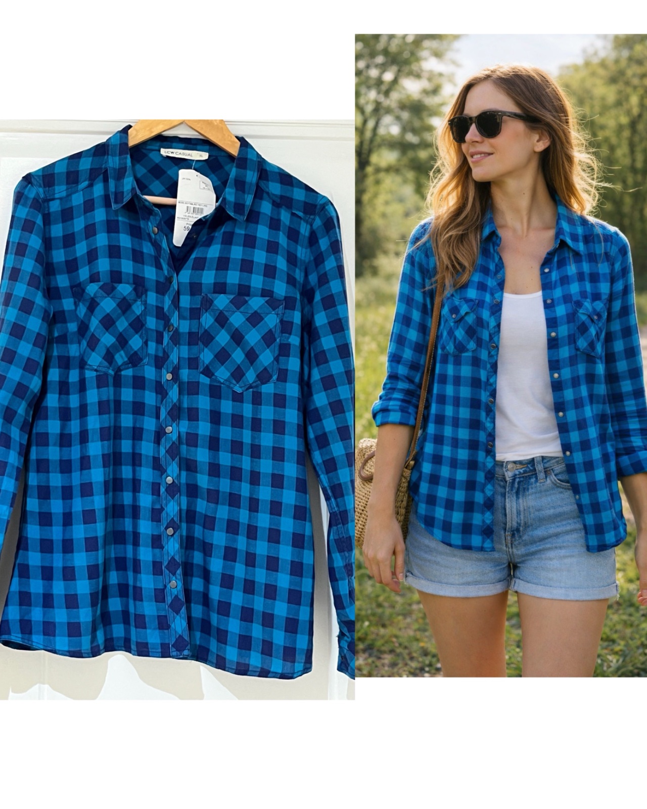 Chemise à carreaux  style décontracté.