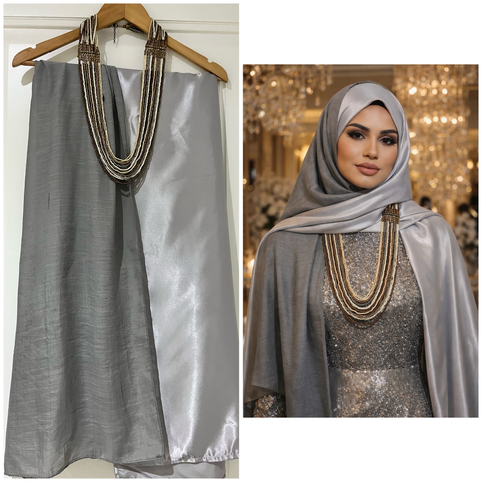 2 foulards et un collier assorti