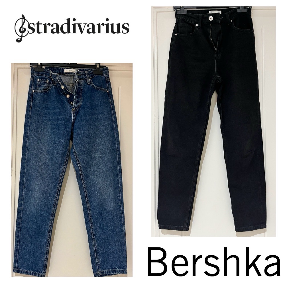 2 pantalons jean coupe mom 👖