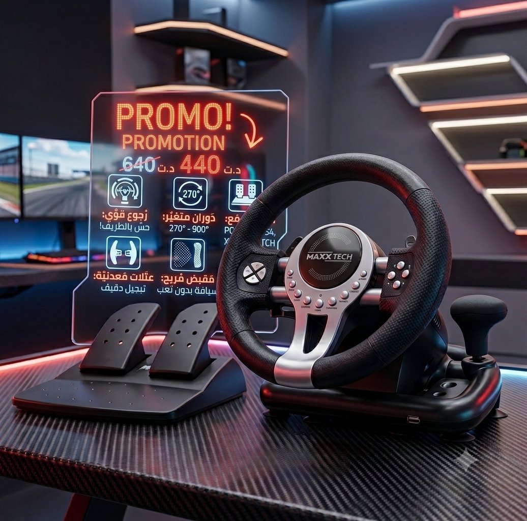 Volant de Course Gaming MAXX TECH (En Promotion