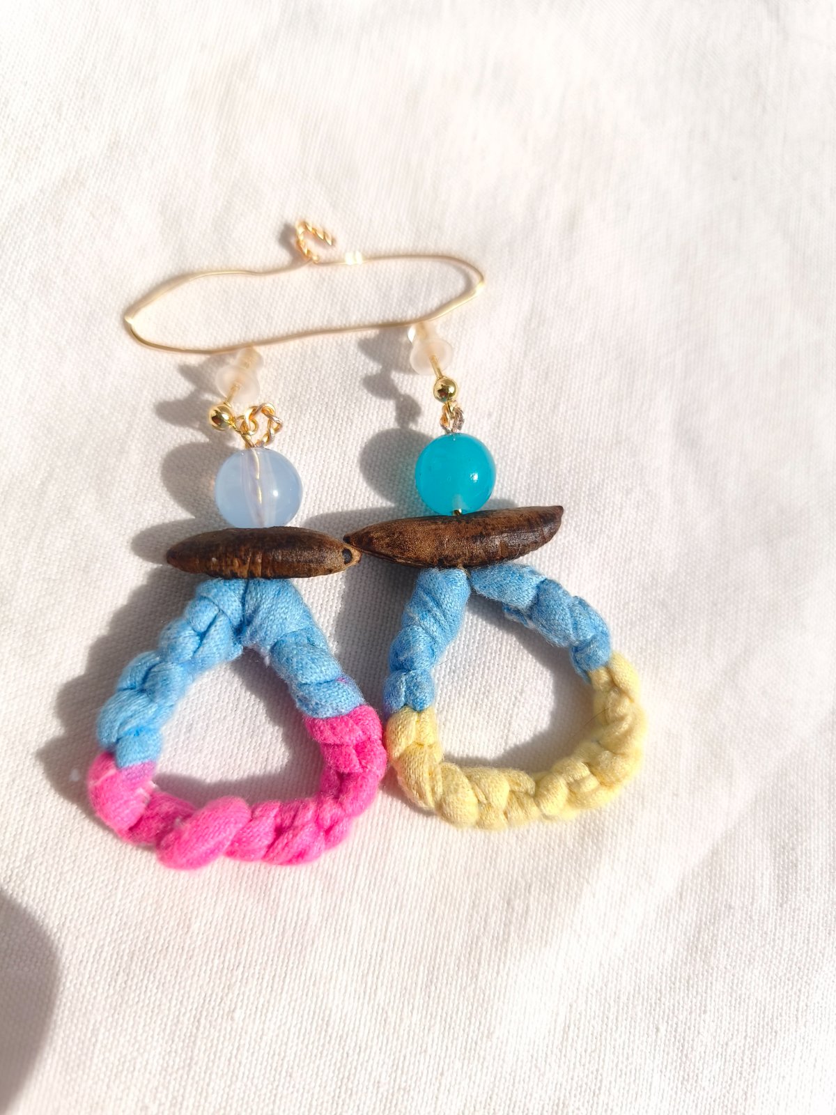 Boucles d'oreilles Tanit en tissu 