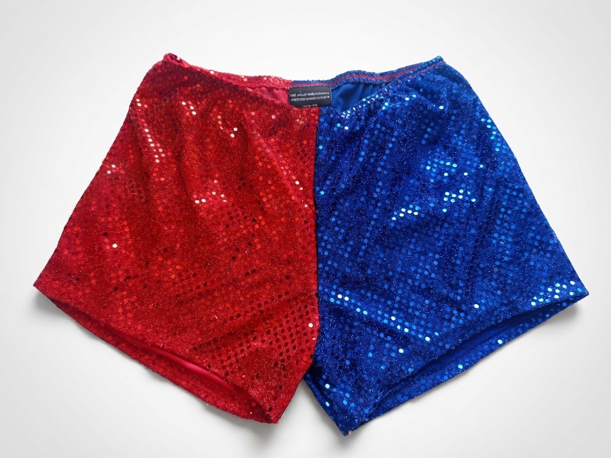 Micro shorts pailleté rouge & bleu
