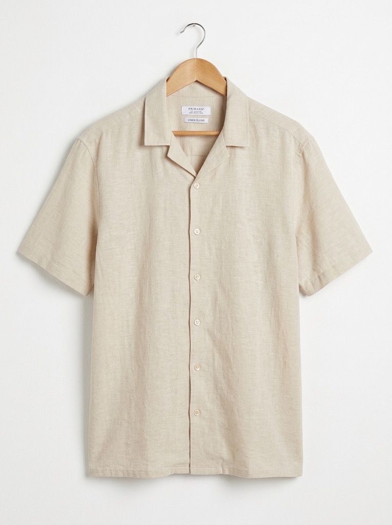 Chemise en lin mélangé manches courtes Primark - Beige