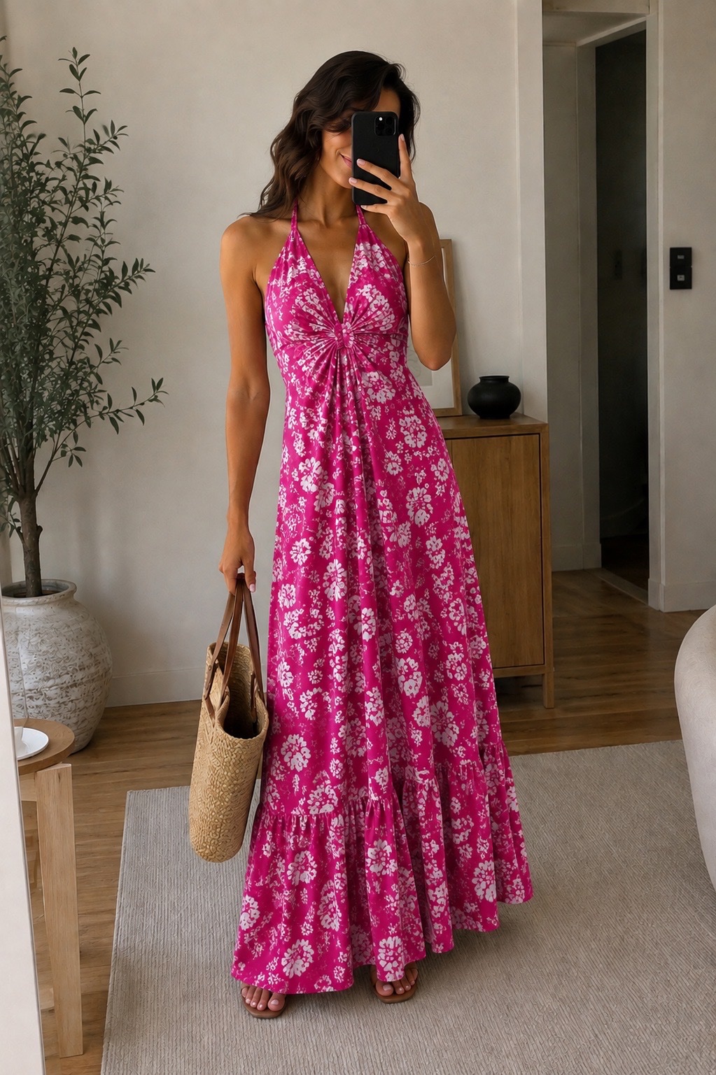 Robe rose dos nu en satin 