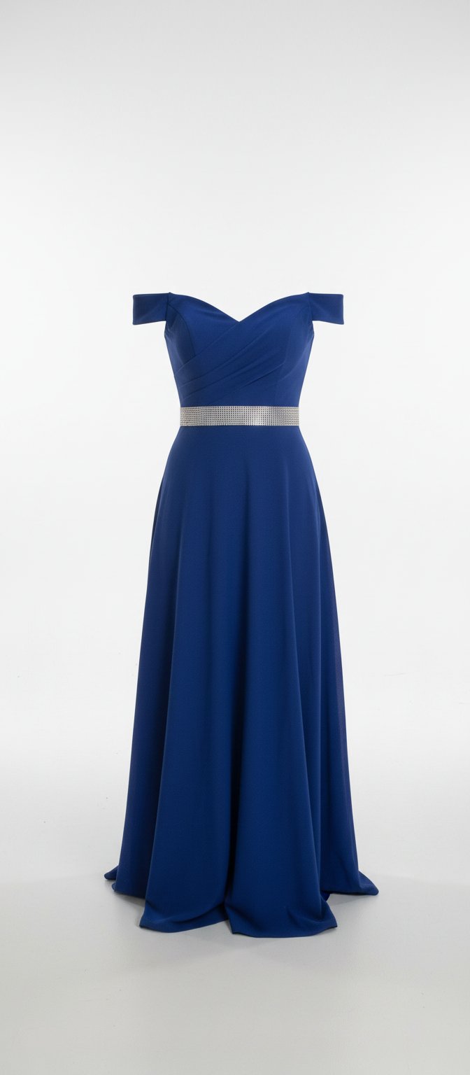 Robe en satin bleue, longue, avec fente au niveau des jambes, en taille S.