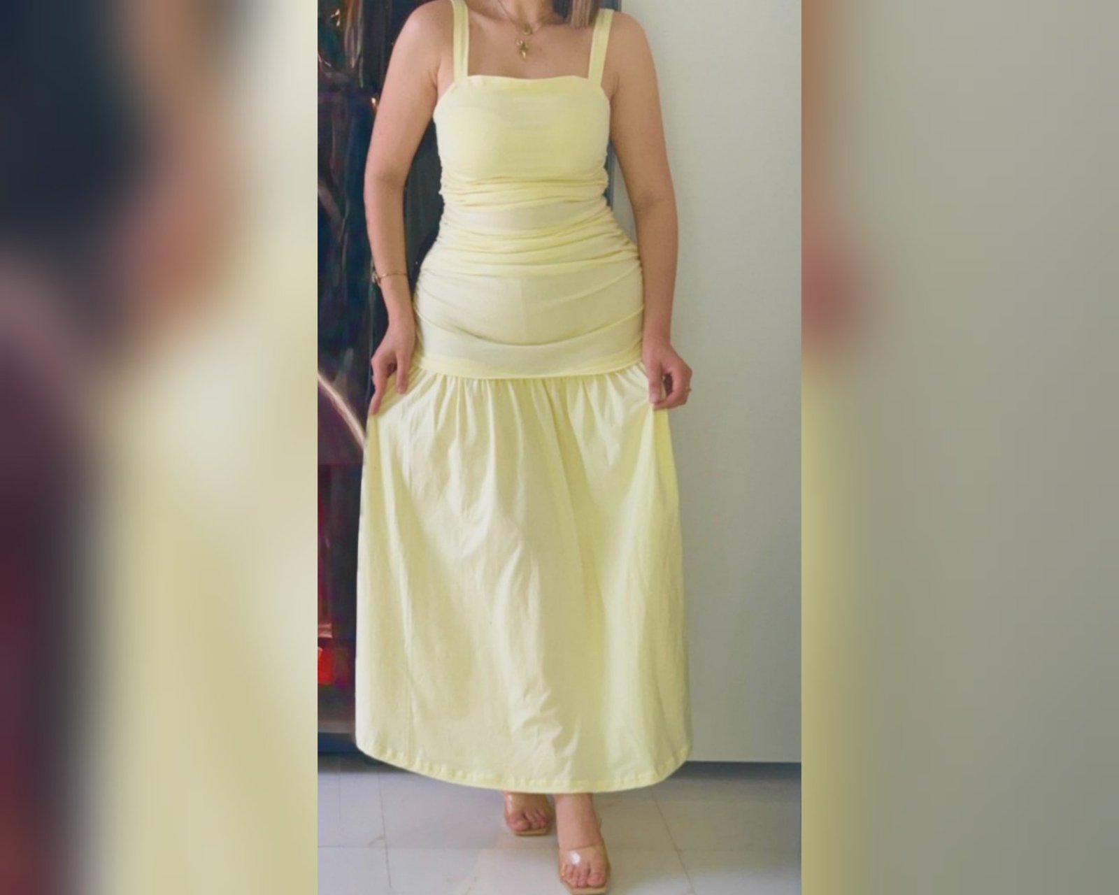 Robe jaune beurre longue