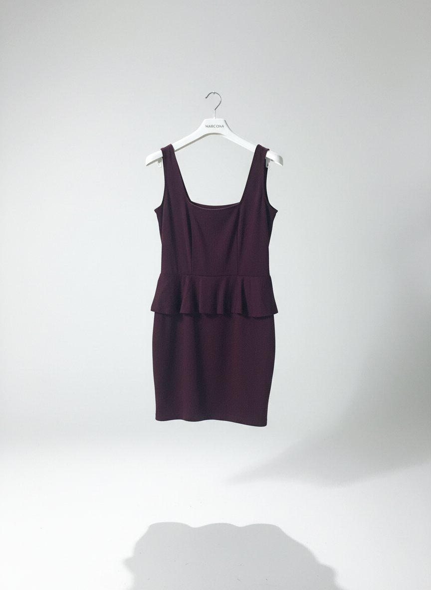 Robe en burgundy col carré avec volant 