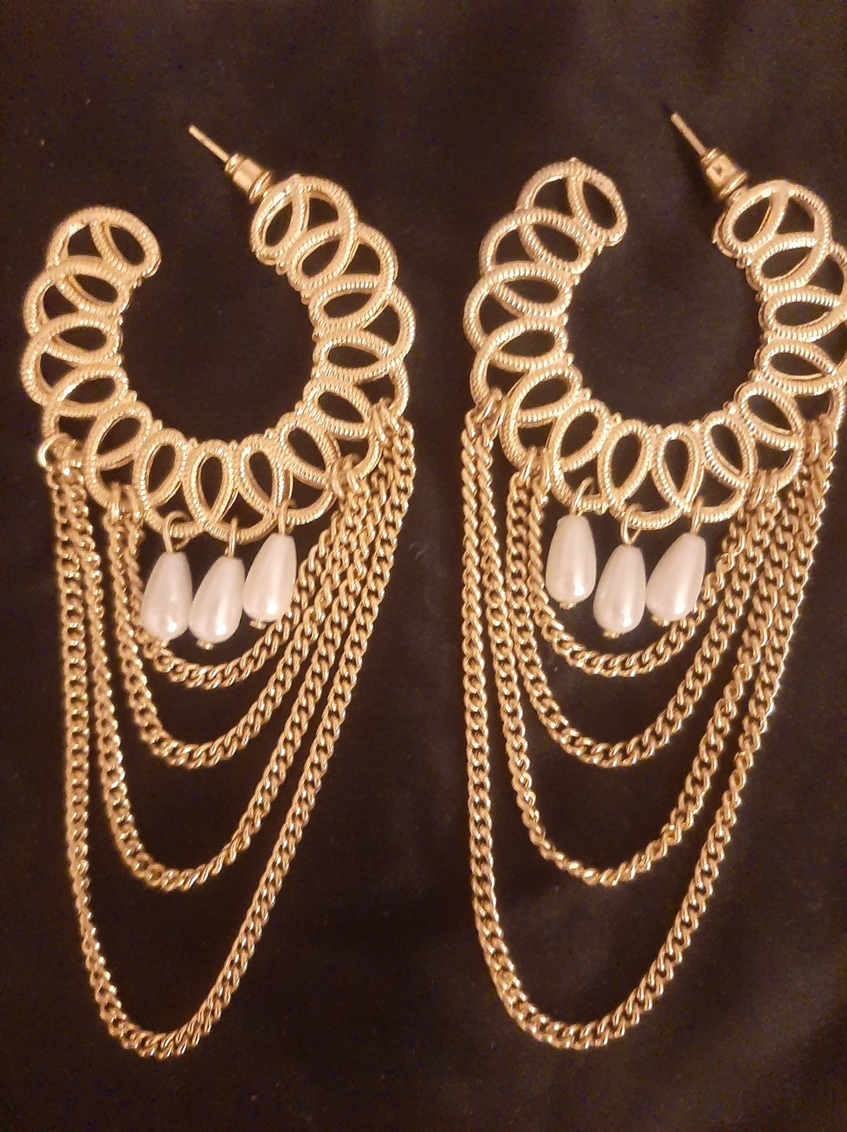 🛑LOT : Boucles d'oreilles dorées avec perles + bague petite fille Tamarzist
