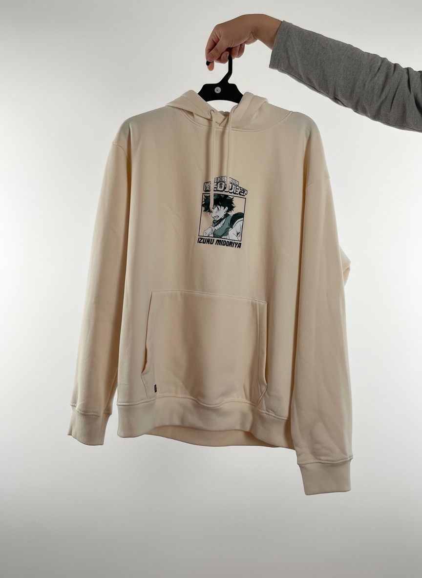 Sweat à capuche beige ultra stylé, parfait pour les fans de My Hero Academia 