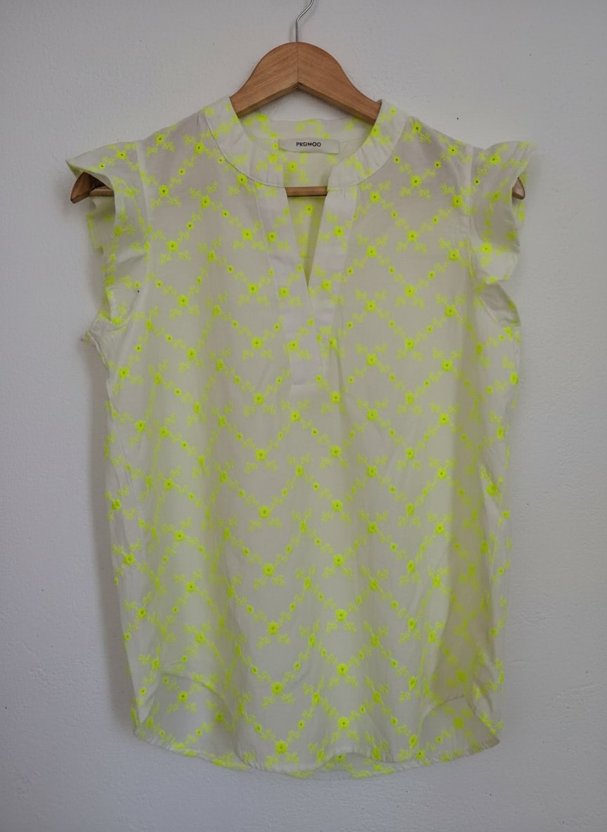 Blouse PROMOD brodée fluo Femme 🌴 Jaune fluo🌴 en trés bon état