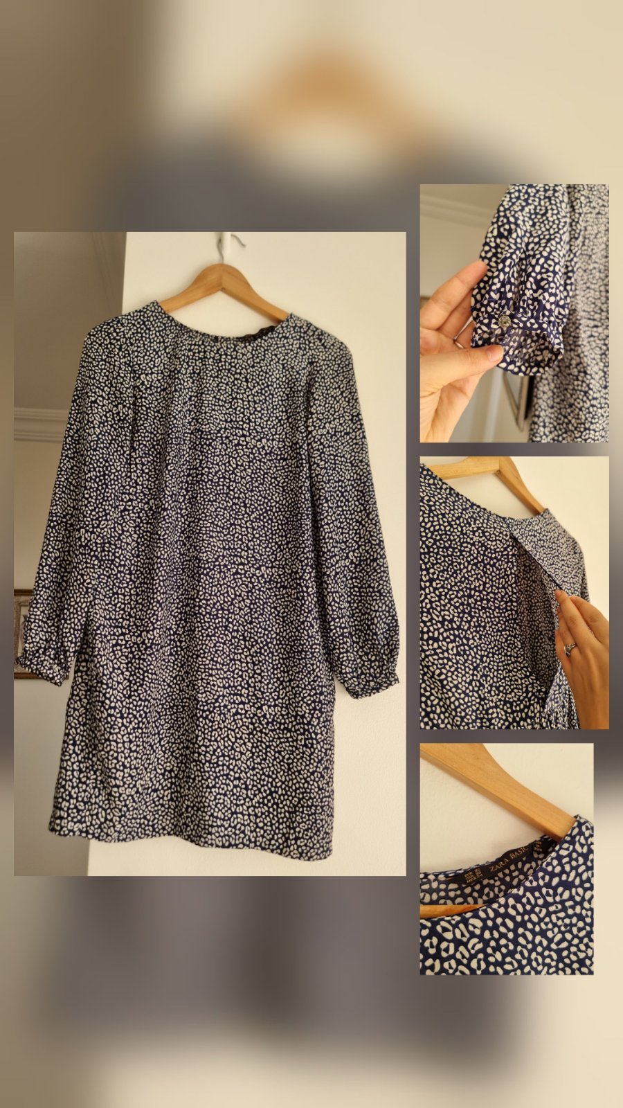 🎀Look félin et élégant🎀 : Succombez à cette robe à motif animal bleu et blanc ZARA