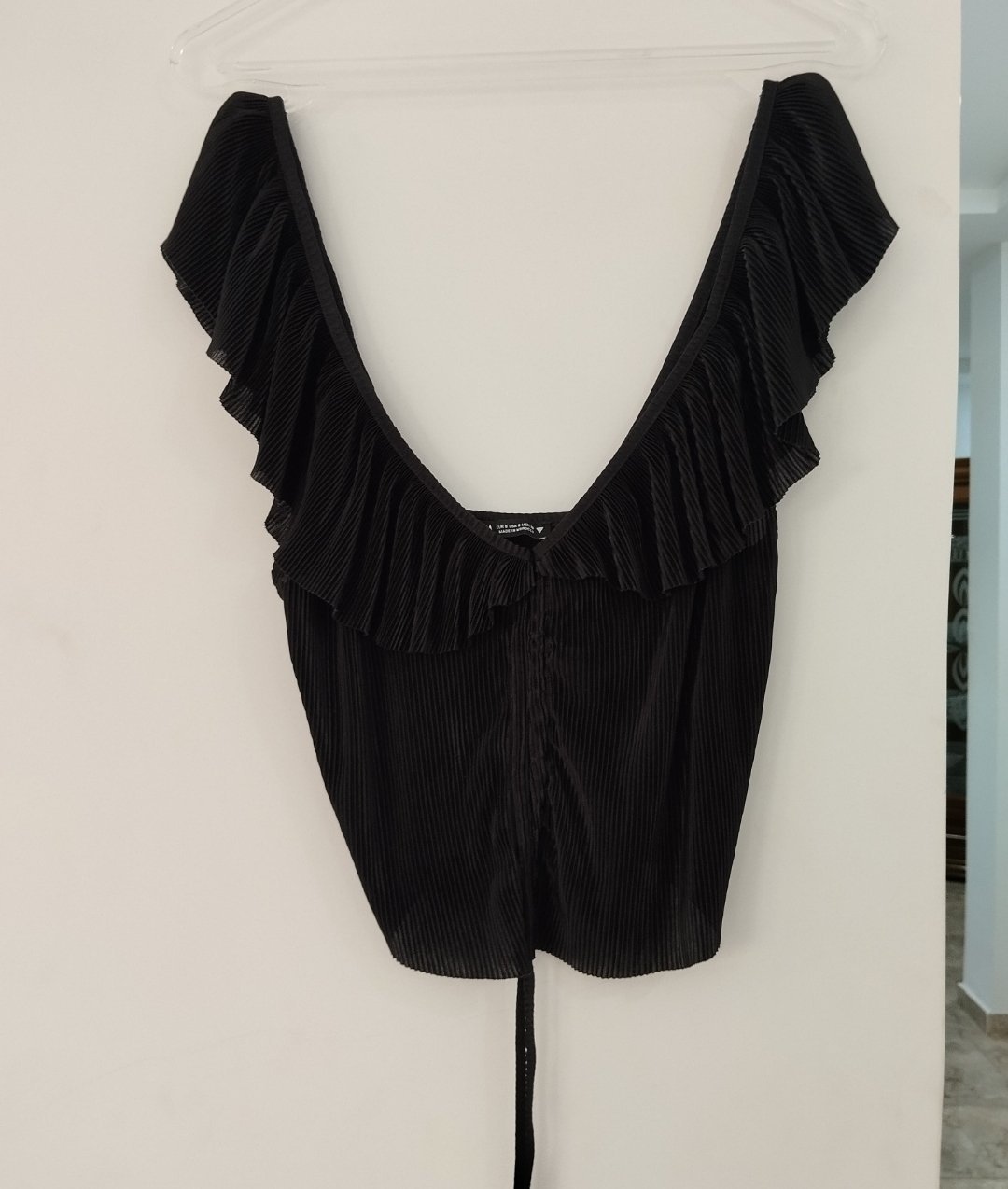 ​👗 Top plissé chic à volants noir ZARA- Parfait état ! 🔥