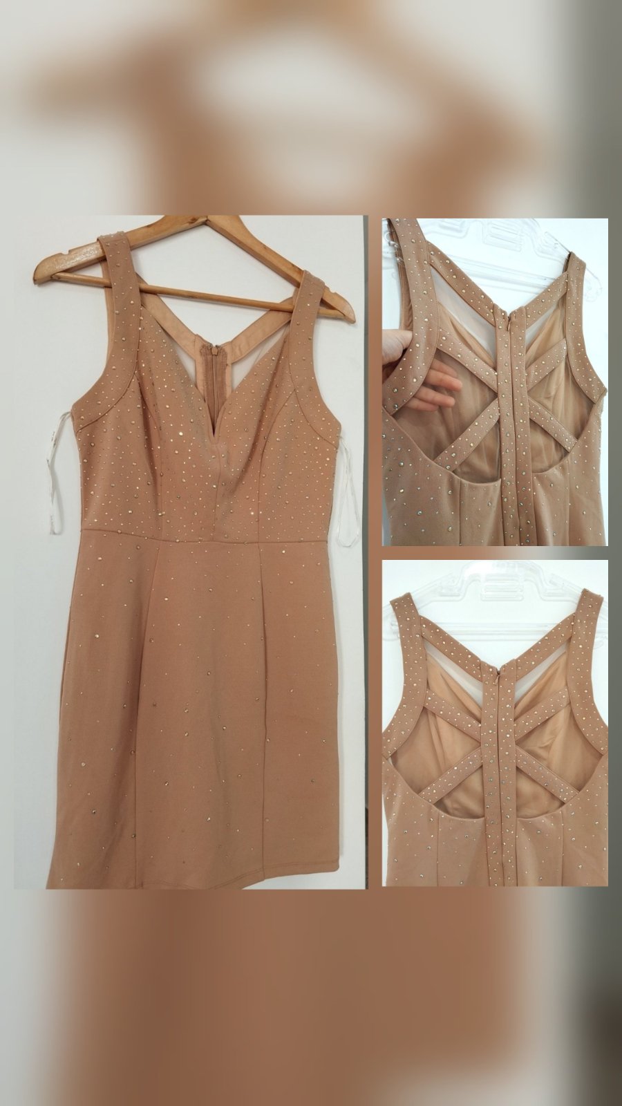 ROBE SOIRÉE NUDE BLING BLING 💐💐 TAILLE M💐💐EN TRÉS BON ÉTAT 