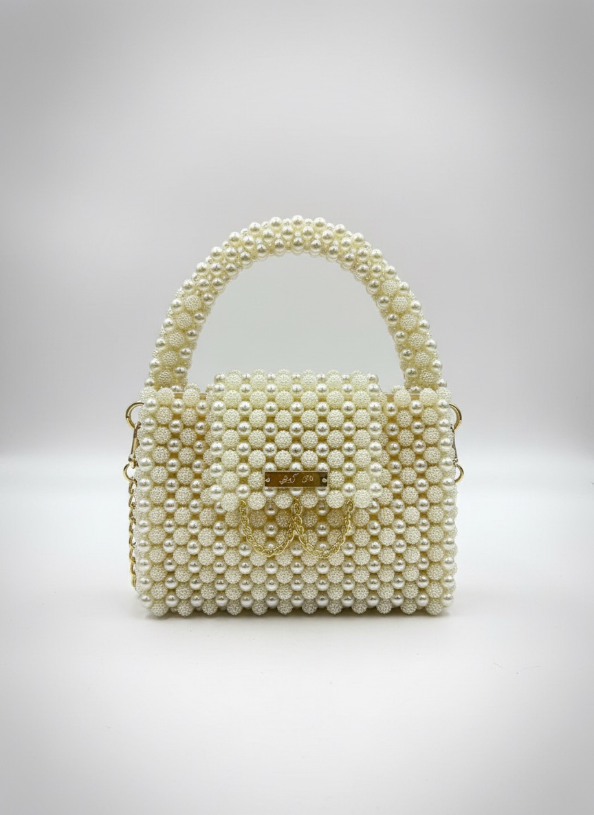 ✨ Sac soirée framboise & perl blanc cassé