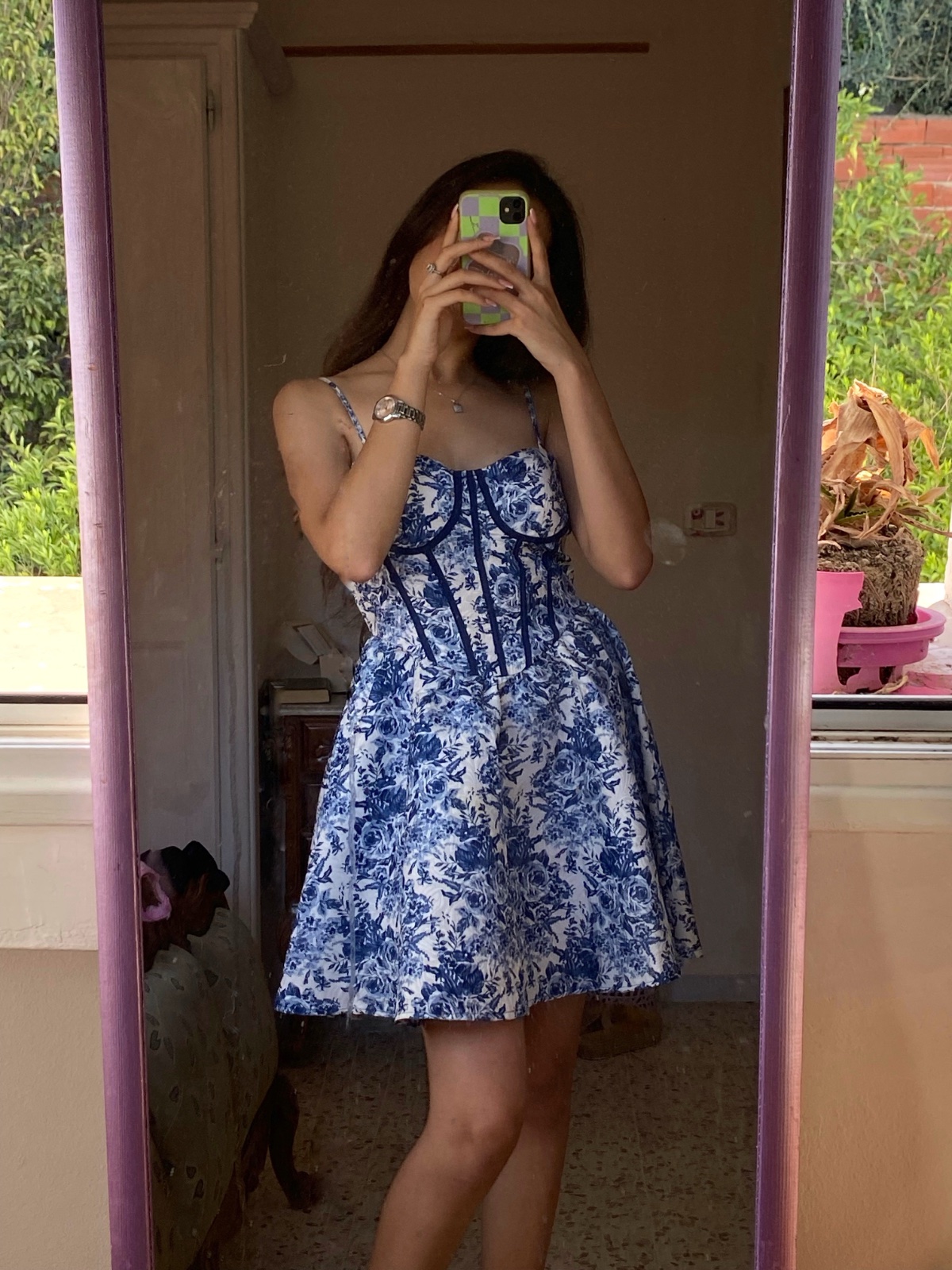 Robe blue fleurie