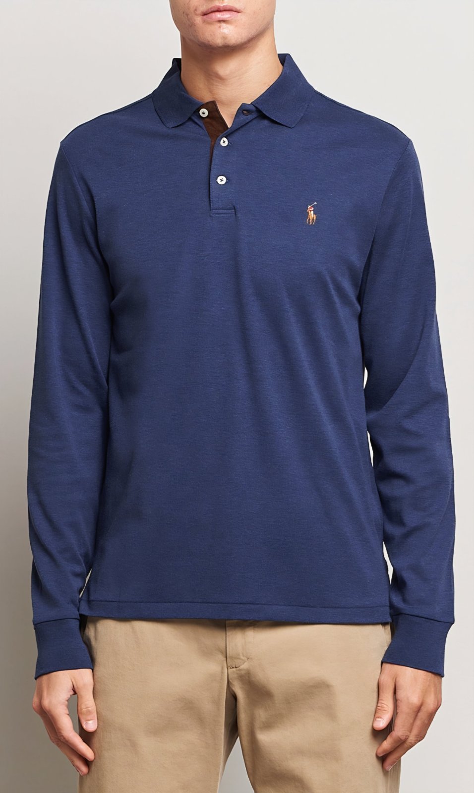 Polo à manches longues bleu Ralph Lauren