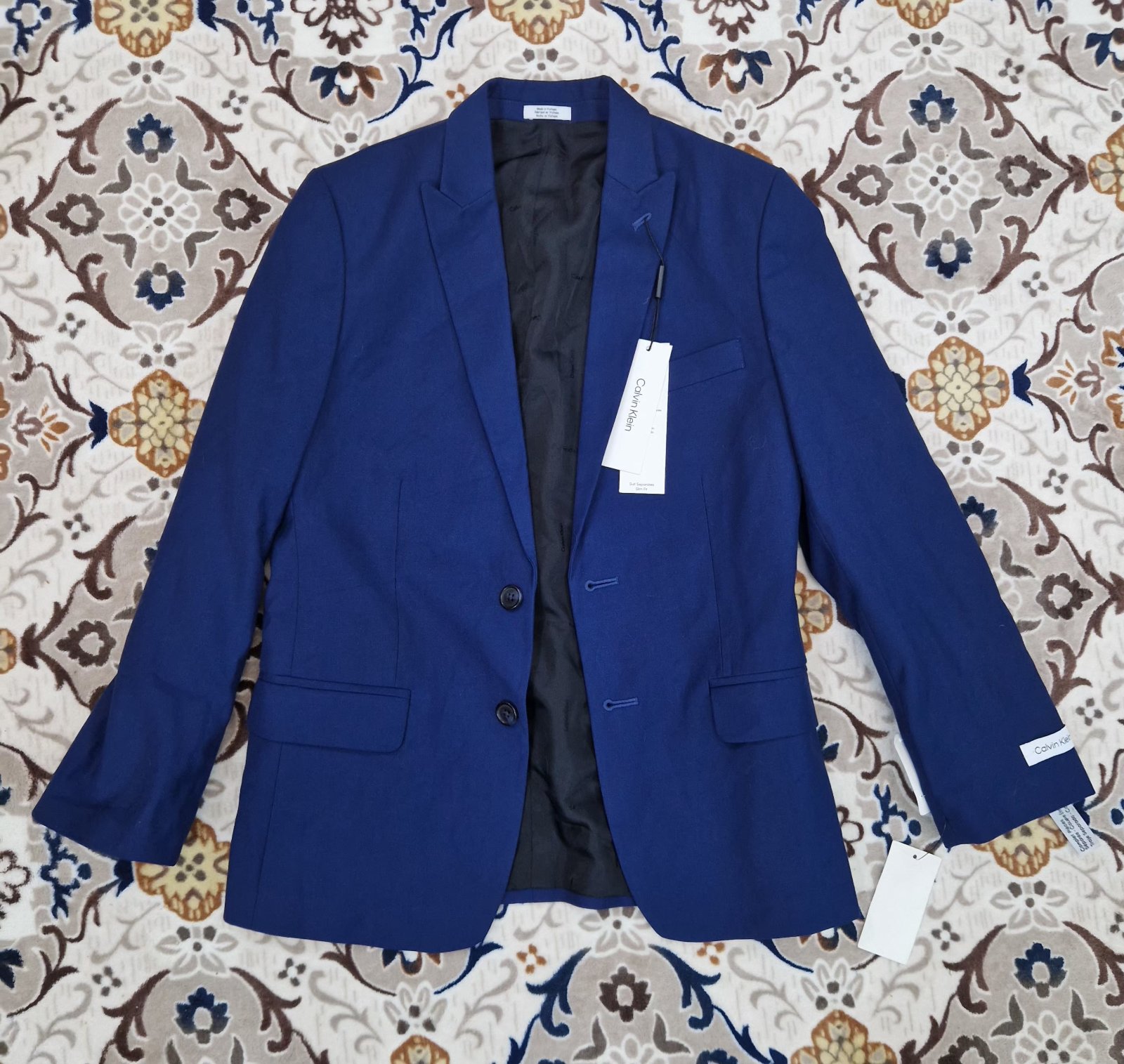 Veste de costume Calvin Klein bleue en laine 