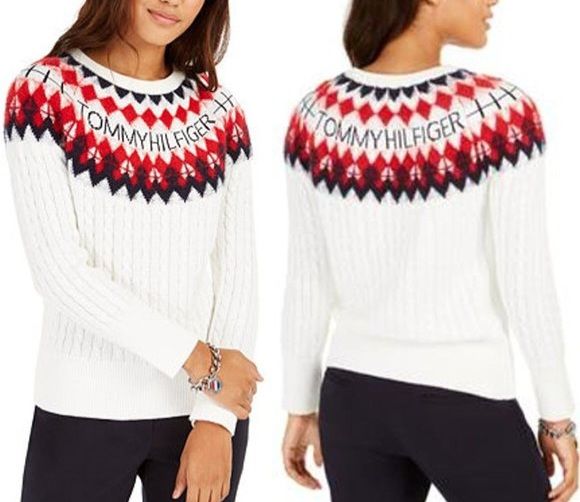Pull Tommy Hilfiger Fair Isle en mélange de laine blanc