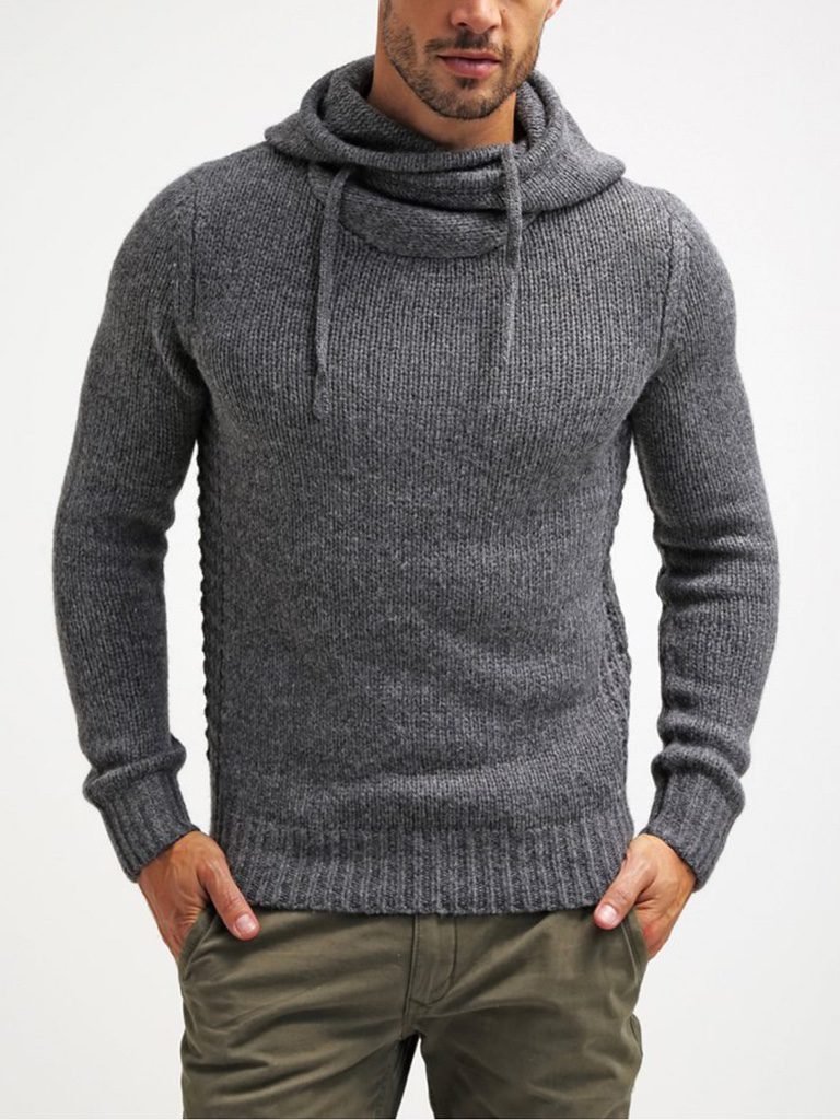 Pull original en laine grise à capuche Pier One Seconde main Sweat de sport à capuche - mottled dark grey