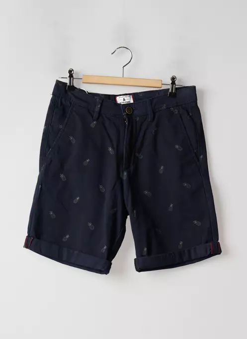 Short original bleu marine en twill de coton souple 