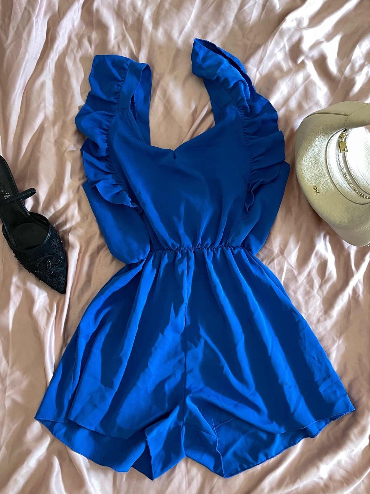 Salopette short bleu