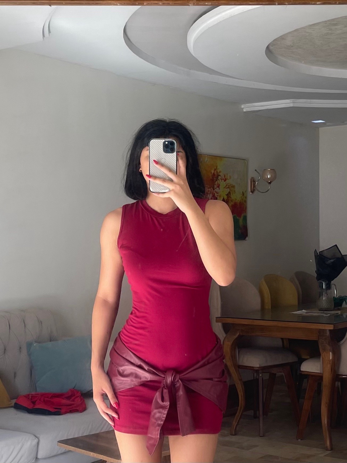 Robe mini wine red