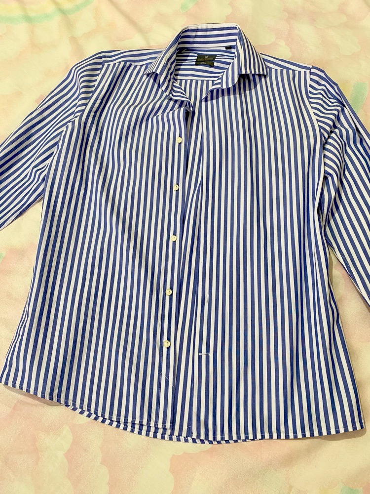 Chemise à rayures bleu marine et blanc