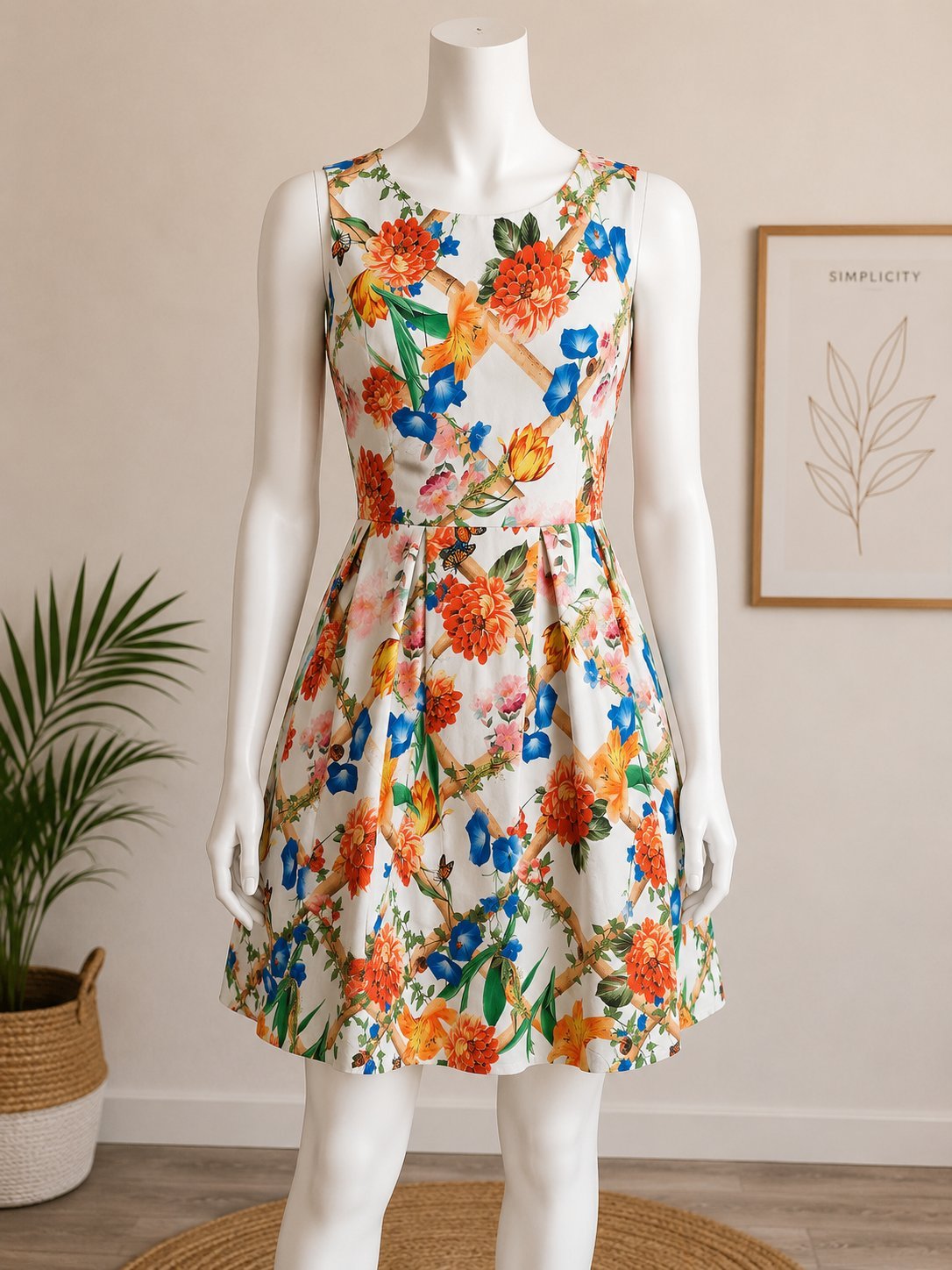 Robe fleurie blanche Robe sans manches 