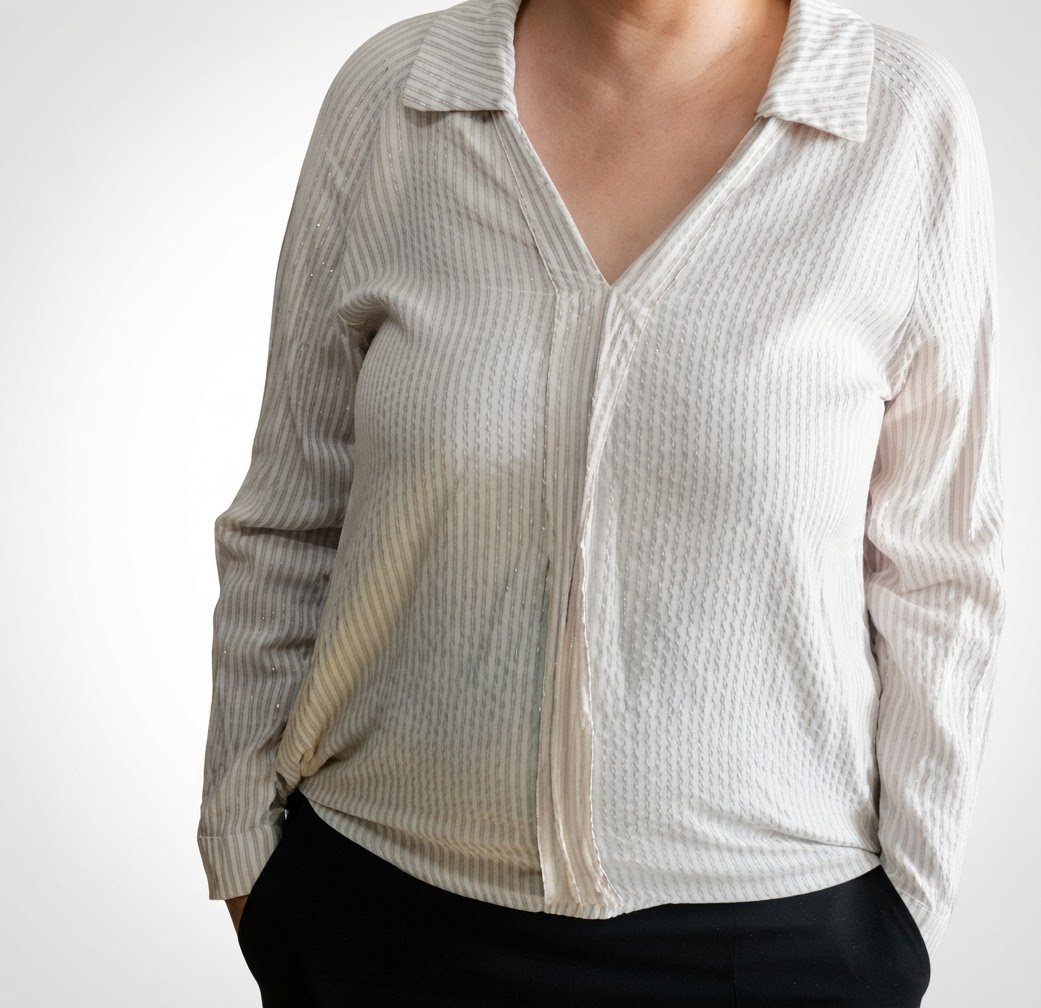 Chemise Écru rayé beige pour femme 