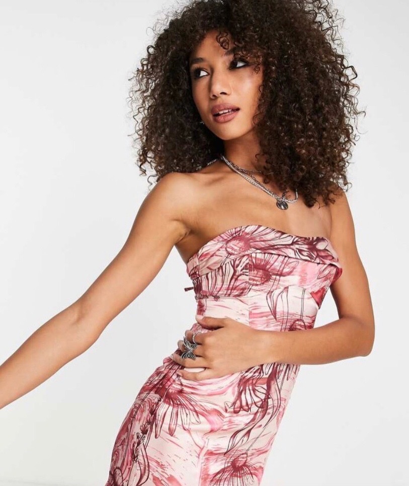 Robe bandeau satin mini dress 