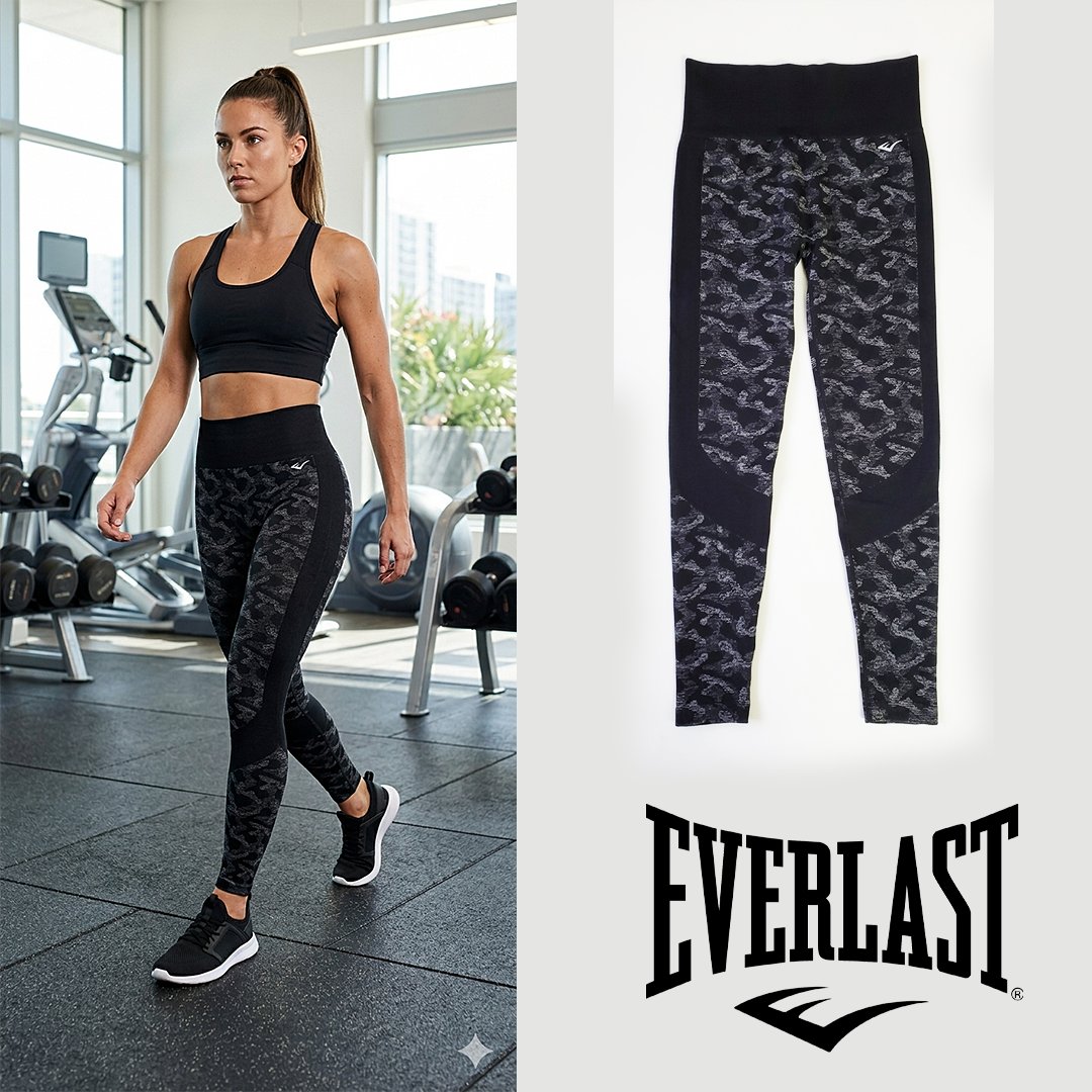 Legging Everlast Performance – Motif Camouflage Noir & Gris taille M
