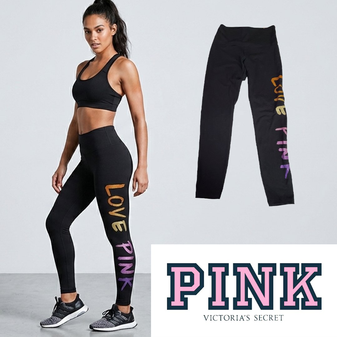 Legging PINK Victoria's Secret – Noir avec Logo Dégradé (Neuf avec étiquette) taille M