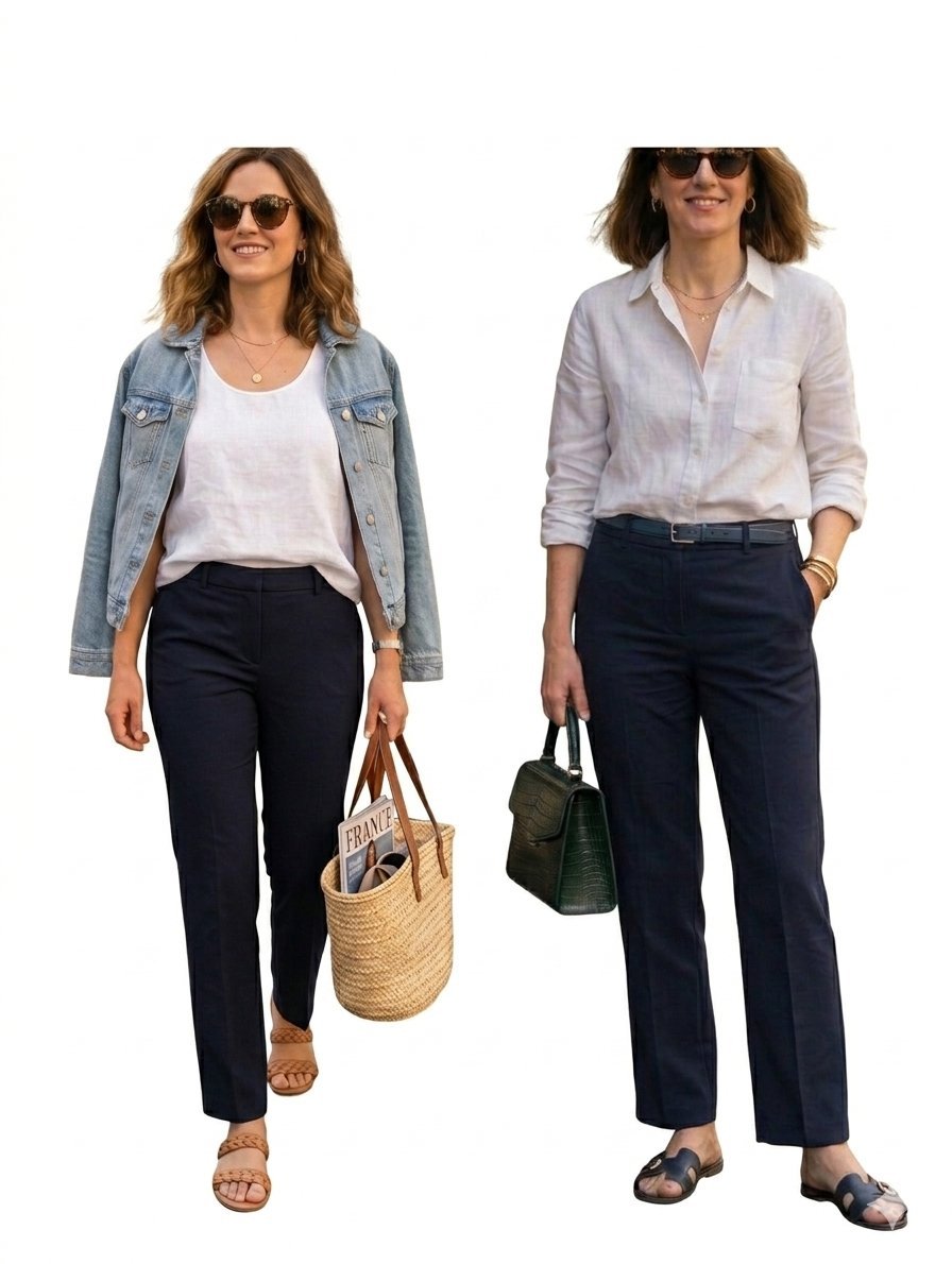 Pantalon de Tailleur Mango – Bleu Marine (Neuf avec étiquette)