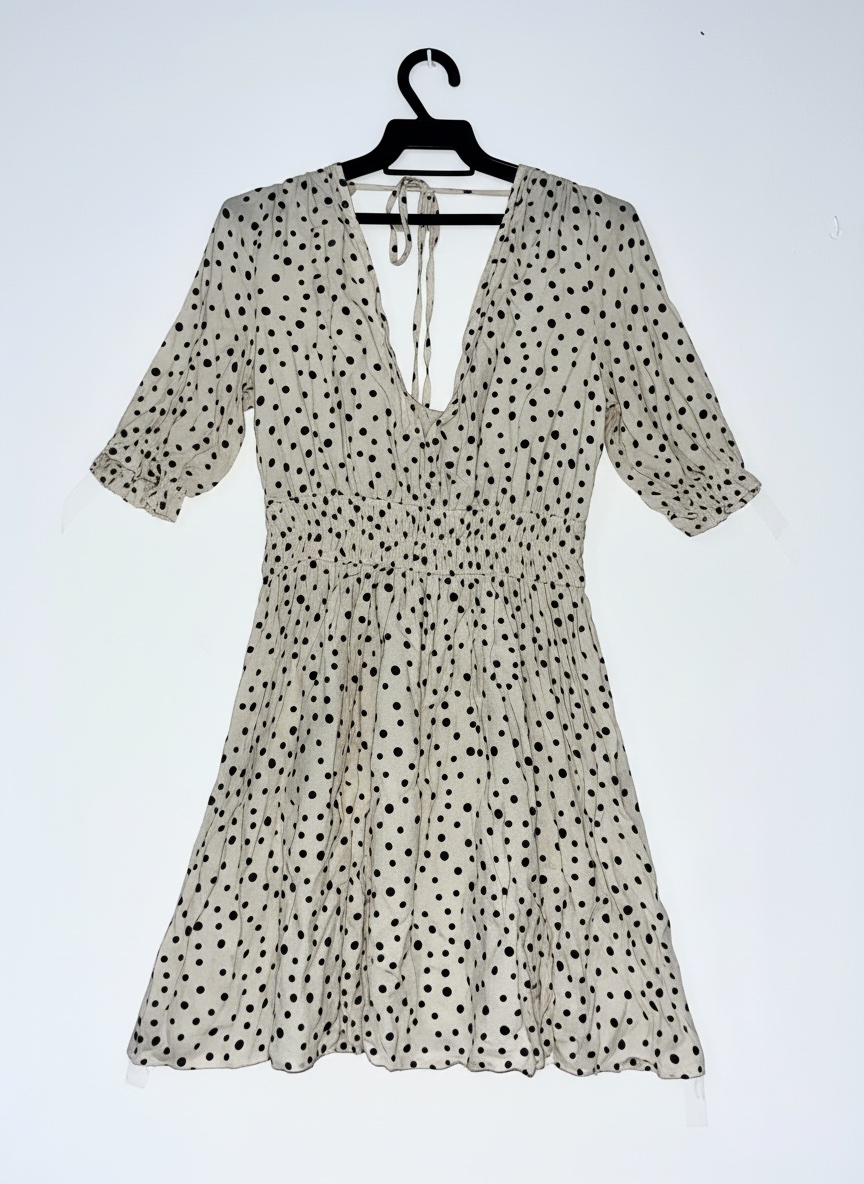 Robe d'été Blanc à pois Noirs