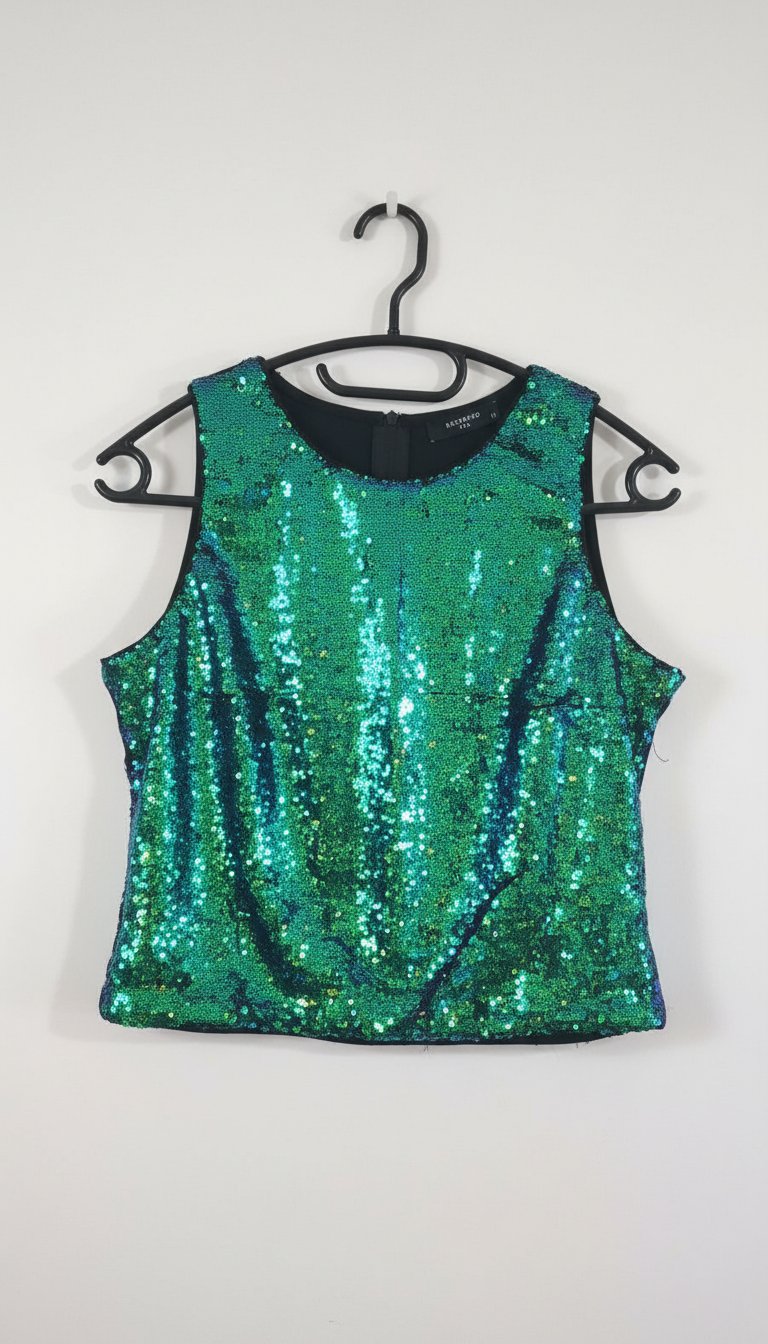 Crop top paillettes couleur changeante