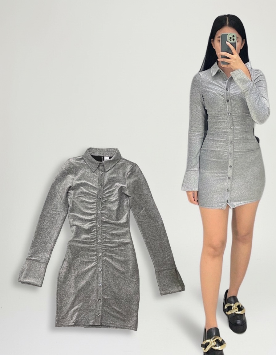 Robe grise brillante élégante