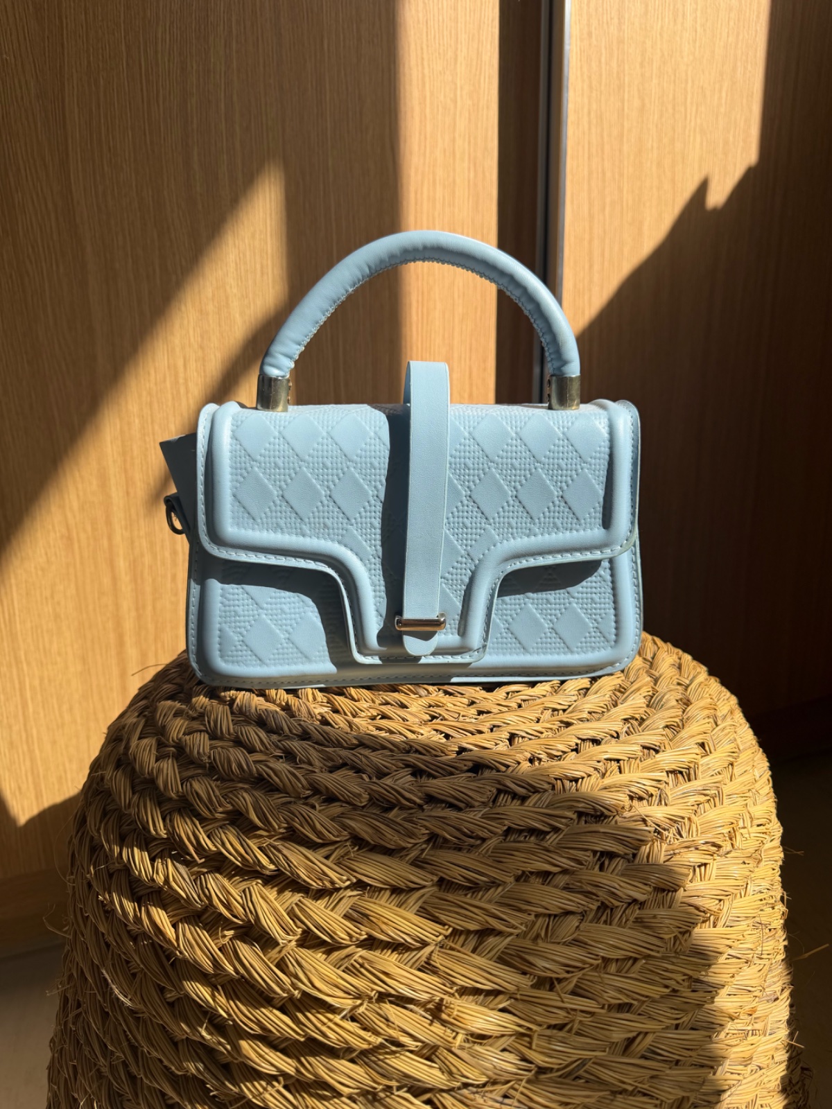 Sac à main Bleu Ciel Matelassé Sac à main Structuré Bleu Ciel