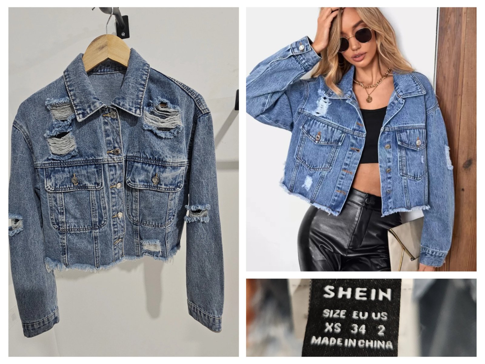  Veste en jean déchiré taille M