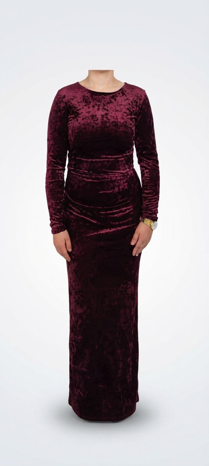 Robe velour rouge bordeaux