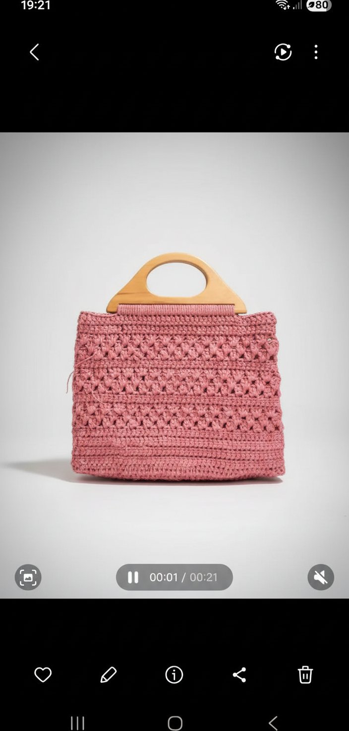 Sac macramé avec poignée en bois
