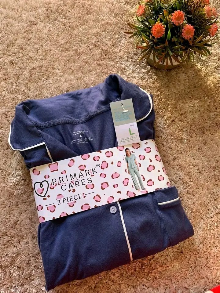 Pyjama Primark uni tissu coton tailles S M L Xl