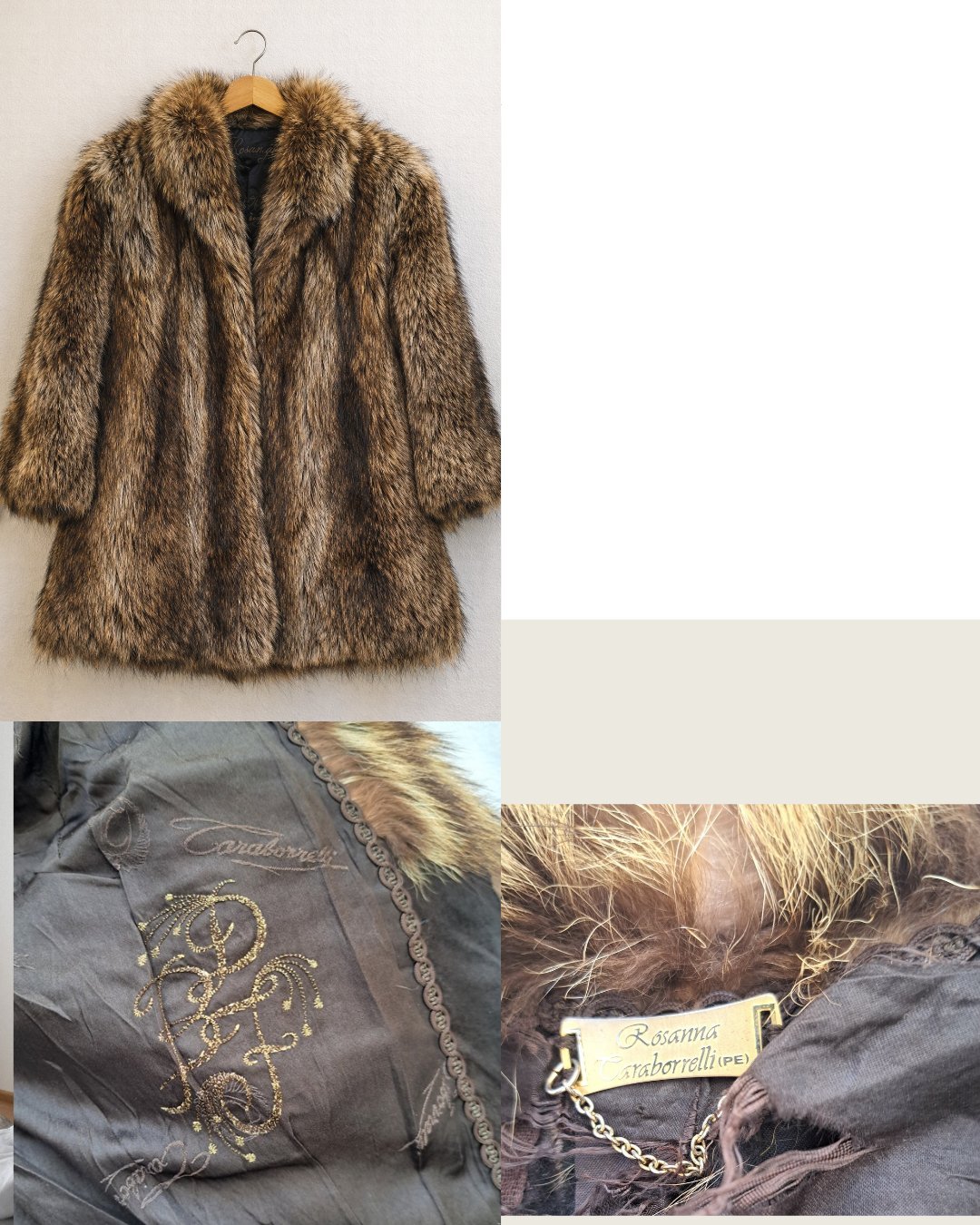 Manteau vintage Rosanna Catapano – Made in Italy avec fourrure naturelle. 
