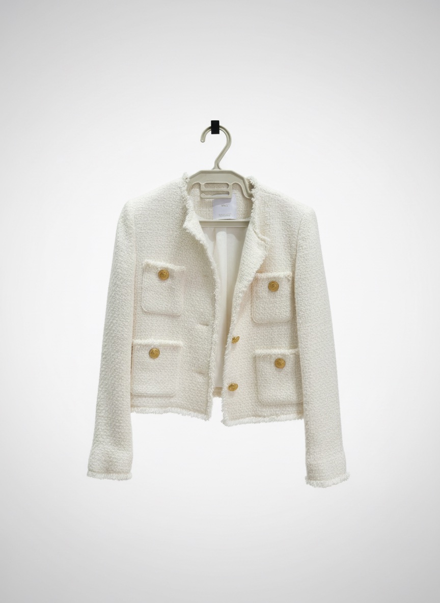 Veste blanc avec touche doree 