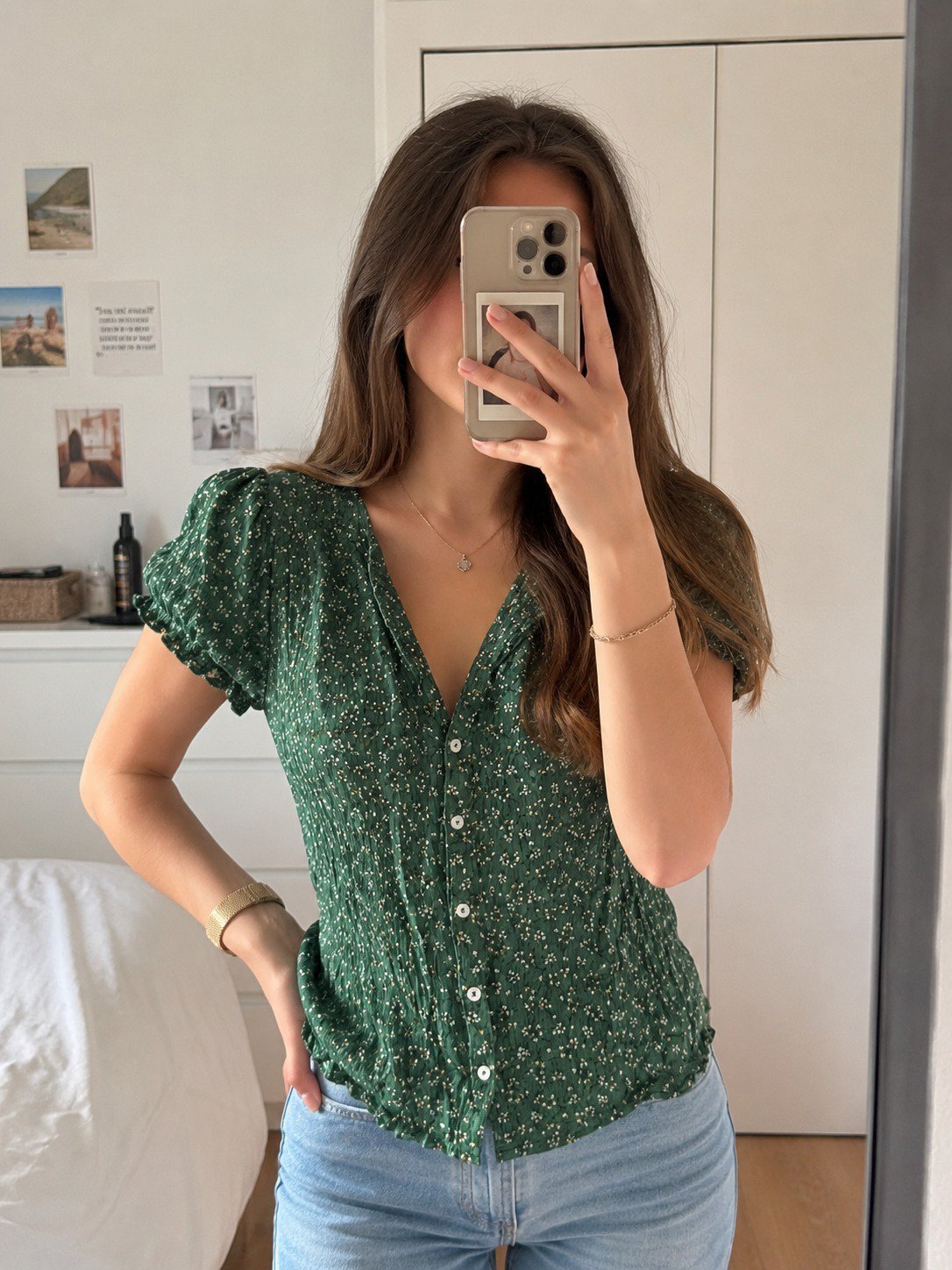 Chemise fleurie verte