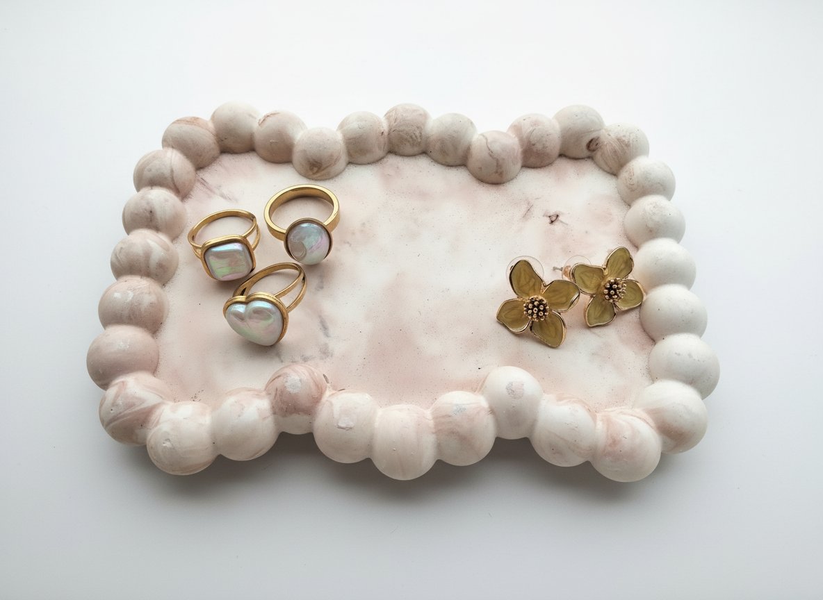 Plateau décoratif accessoires en plâtre rose 🤍💕