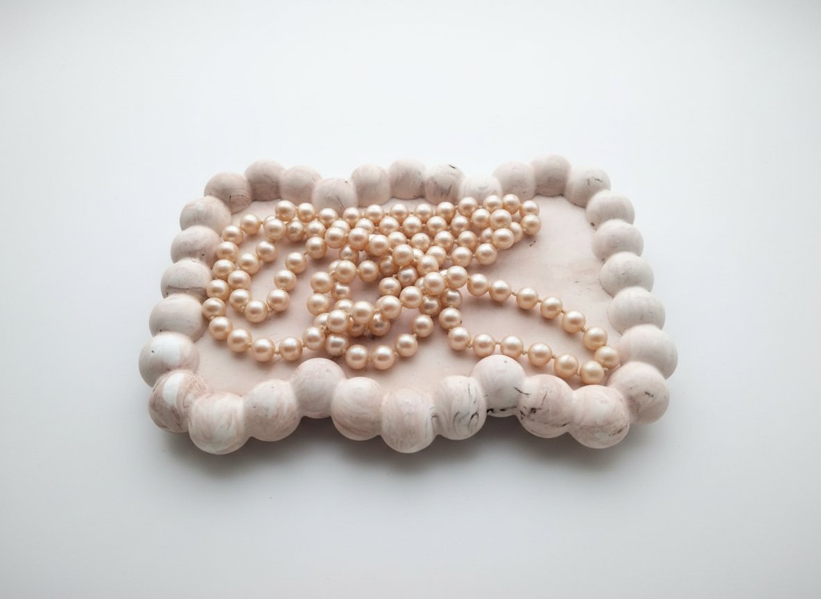 Plateau décoratif accessoires en plâtre rose 🤍💕