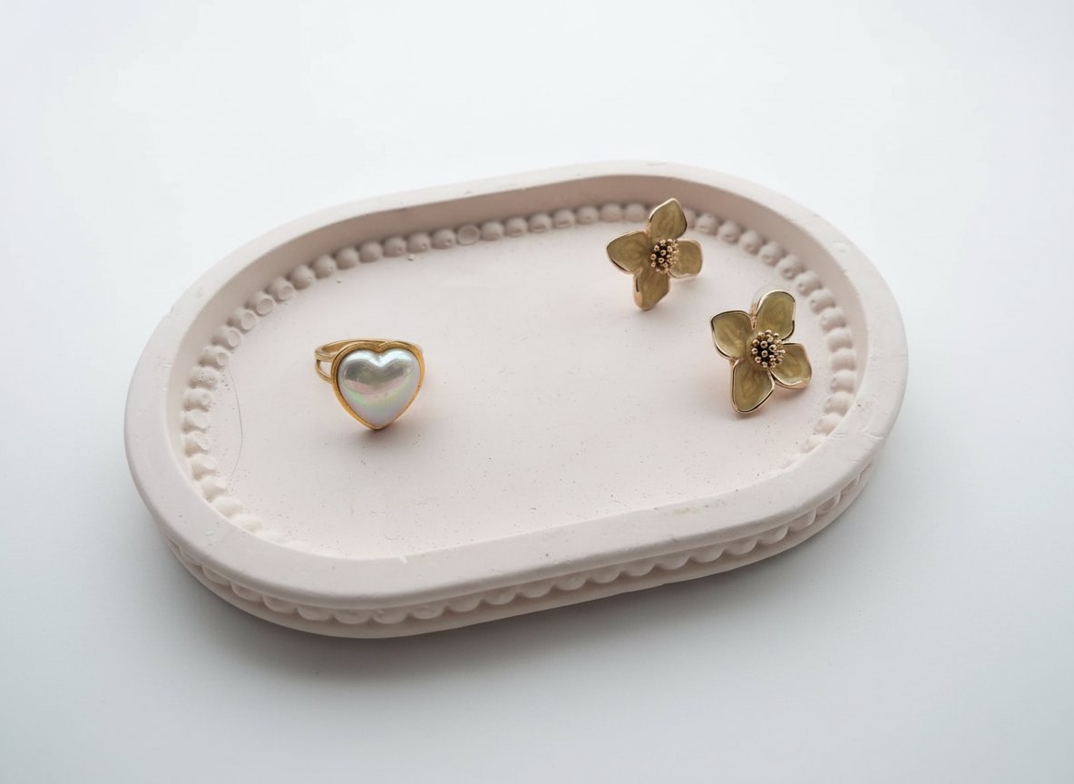 Plateau décoratif accessoires en plâtre rose 🤍💕